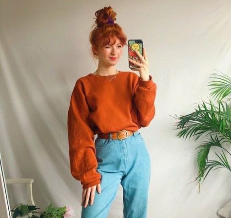 Orange Casual Outfit, Mathilda Mai, 80s Inspired Outfits, Artsy Outfit, 70s Inspired Fashion, Finding My Style, Look Vintage, Character Outfits, Looks Vintage