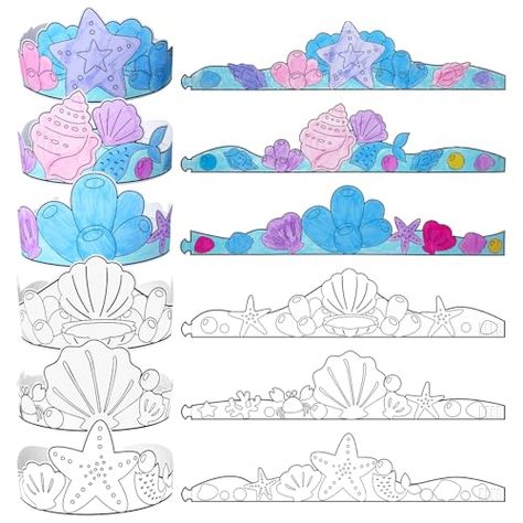 Mermaid Arts And Crafts, Mermaid Crown Craft, Ocean Themed Activities, Diy Mermaid Crown, Diy Mermaid, Crown Crafts, Mermaid Crown, Mermaid Diy, Mermaid Theme Party