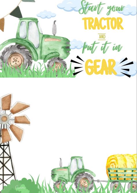 Tractor Birthday Invitations Free, Free Printable Tractor Birthday Invitations, Tractor Party Invitations, Tractor Birthday Party Invitations, Start Your Tractor Birthday, Tractor Invitations Birthday, Tractor Third Birthday Party, Tractor Invitations, Tractor Birthday Party Decorations