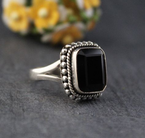 Onyx Signet Ring, Black Onyx Ring, Gemstone Stackable Rings, Statement Gemstone Ring, Vintage Inspired Jewelry,  Sterling Silver Rings for Women Black Onyx is the Mystical birthstone for the month of December. It is also the birth stone for the Zodiac sign of Leo. A powerful protection stone, Black Onyx absorbs and transforms negative energy, and helps to prevent the drain of personal energy Natural Black Onyx Ring. Available in  Sterling Silver. Please select size from drop down menu. ✦Gemstone Stackable Gemstone Rings, Jewlery Rings, Onyx Signet Ring, Silver Jewlery, Silver Rings For Women, Personal Energy, Mom Ring, Vintage Silver Rings, Jewelry Bridesmaid