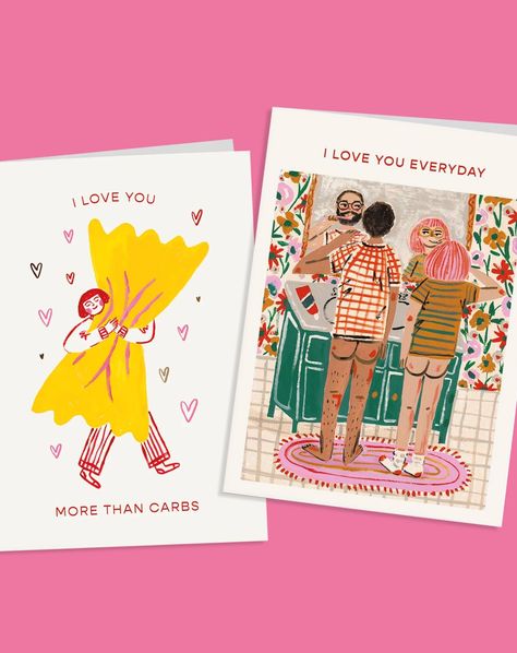 A few Valentine's Day cards available from @ohhdeer ! . . . #valentinesday #marriage #carbs #greetingcards Scrapbook Cards Ideas, Cards Illustration, Birthday Vibes, Greeting Card Inspiration, Pop Illustration, Food Board, Valentine's Day Cards, January 23, Emily In Paris