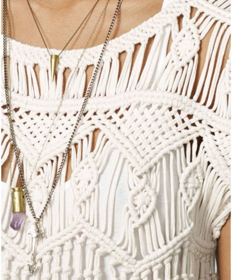 Wide Macrame Belts | ... Supply Ralph Lauren Shortsleeve Macramé Top in Beige (Vintage Cream Macrame Shawl, Macrame Clothes, Macrame Runner, Hairpin Lace, Macrame Dress, Macrame Hanger, Boho Hippie Chic, Macrame Knot, Macrame Patterns Tutorials