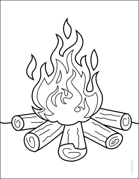 Draw Flames, Camping Crafts Preschool, Campfire Drawing, Fire Cover, Fire Drawing, Preschool Art Activities, Colouring Printables, Easy Coloring Pages, Zebra Stripes