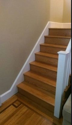 Stair Skirt Board, Stair Skirt, Stair Moulding, Stairs Skirting, Stair Railing Makeover, Stairs Trim, Floor Skirting, Stair Paneling, Craftsman Home Interiors