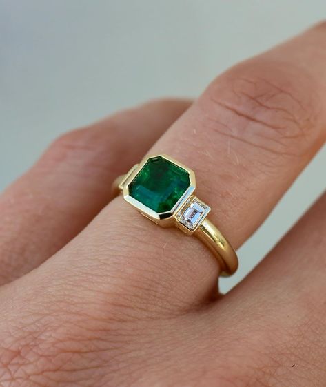 There’s just something so special about champagne Diamonds, and this one is super dreamy - our Gwen Champagne Diamond Ring, bezel set with… | Instagram Bezel Emerald Engagement Ring, Champagne Diamond Ring, Champagne Diamond Rings, Ring Inspo, Bridal Jewellery Design, Bezel Set Ring, Ring Bezel, Emerald Cut Rings, Wedding Vibes