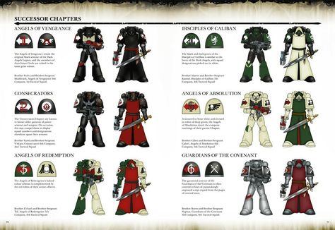 Successor Chapters of the Dark Angels Legion Angels Of Vengeance 40k, Successor Chapters 40k, Warhammer 40k Dark Angles, Dark Angels Space Marines, Fallen 40k, Angels Of Absolution 40k, 40k Dark Angels, Pre Heresy Dark Angels, Dark Angels Intercessor