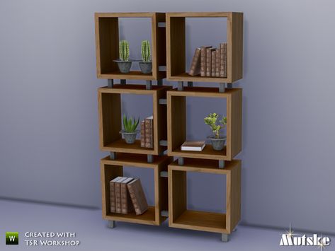 Longford Bookshelf by mutske Sims4 Build, Kallax Shelving, Cc Shopping, Die Sims 4, Mod Furniture, Modern Bookshelf, Tumblr Sims 4, Free Sims, Play Sims