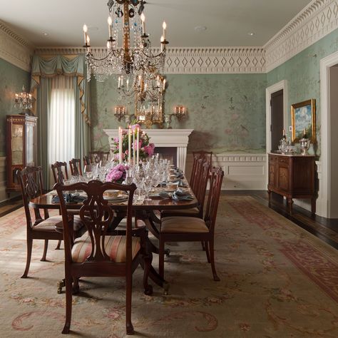 English Estate - William T. Baker | Award-Winning Classical Residential Designer Thanksgiving Dining Room Decor, Thanksgiving Dining Room, English Dining Room, Do It Yourself Decoration, English Estate, House Dining Room, Dining Room Curtains, John B, Traditional Dining Room