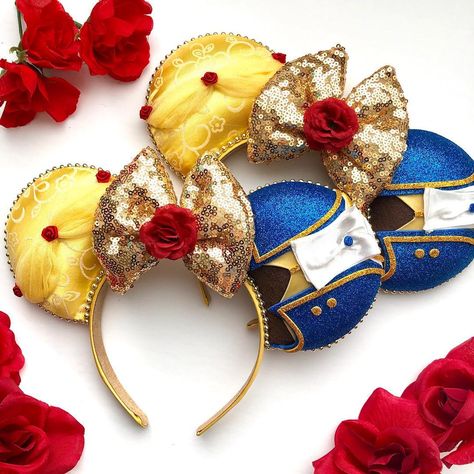 Beauty And The Beast Mickey Ears, Beauty And The Beast Ears, Ariel Disneyland, Ear Ideas, Anna Craft, Band Trip, Diy Disney Ears, Disney Ears Headband, Diy Mickey Ears