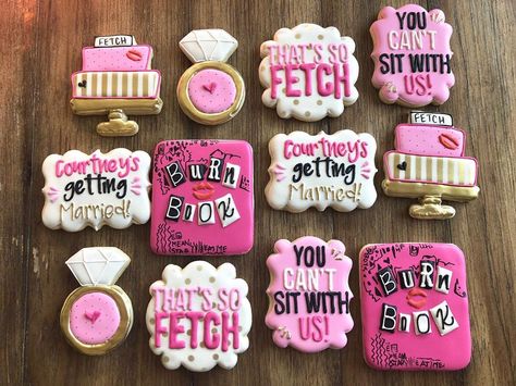 TheDot&Cookie on Instagram: “Mean Girls Bachelorette Party!! . . . #meangirlscookies #meangirls #thatssofetch #youcantsitwithus #bachlorettecookies #royalicing…” Mean Girls Cookies Decorated, Mean Girls Graduation Party, Mean Girls Cupcakes, Mean Girls Sweet 16 Party, Mean Girls Food Ideas, Mean Girls Birthday Party Theme Ideas, Mean Girls Cookies, Mean Girls Party Food, Mean Girls Sweet 16