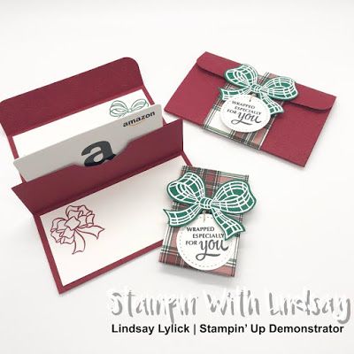 Stampin' with Lindsay: Gift Wrapped Pop Up Gift Card Holder Pop Up Gift Card Holder Tutorial, Stampin Up Gift Card Holder Ideas, Stampin Up Gift Card Holder, Gift Card Holders Stampin Up, Graduate Cards, Pop Up Gift Card Holder, Gift Card Holder Template, Gift Card Holder Diy, Money Envelope