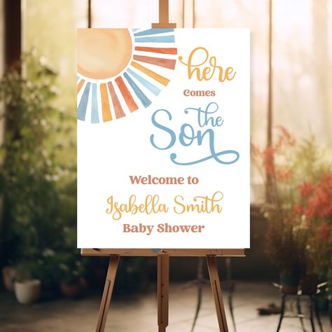 Sun Welcome Sign - Editable - Printable - Boho - Retro - Here comes the Son - Baby Shower by KidZonePrintables on Etsy  #herecomestheson #herecomesthesun #sunbabyshower #sunshinebabyshower #bohobabyshower #babyshowerinspo #babyboyshower #babyshowertheme #babyshowersign #welcomesign #printablesign #printablebabyshower #babyshowerprintables Here Comes The Son, Boho Retro, Baby Shower Welcome Sign, Here Comes, Welcome Sign, Banners, Baby Shower, Shower, Sun