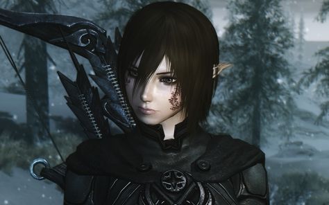 Dark Icon, Skyrim, Final Fantasy, Video Game, Black Hair, Elf, Hair, Black