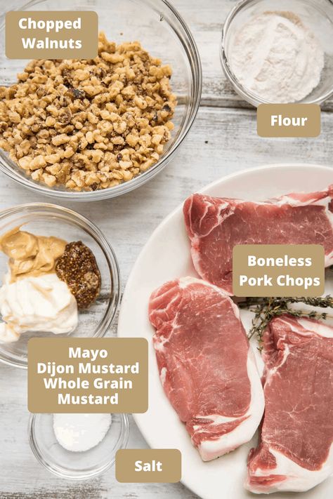 Whole Grain Mustard Pork Chops, Walnut Crusted Pork Chops, Dijon Pork Chops, Comfort Food Sides, Pork Chops Baked, Perfect Pork Chops, Beer Mustard, Mustard Pork Chops, Whole Grain Mustard