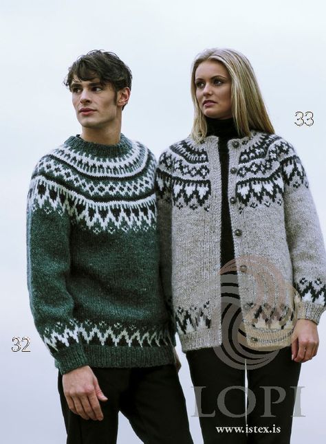 L18_32_33 Stranded Knitting Patterns, Icelandic Wool Sweaters, Icelandic Sweaters, Fair Isle Knitting Patterns, Wool Gloves, Wool Mittens, Fair Isle Knitting, Knitting Kits, Cardigan Pattern