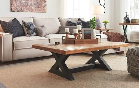 Coffee Table Placement, Glass Table Living Room, Wooden Coffee Table Designs, Big Coffee Table, Center Table Decor, Rustic Wooden Coffee Table, Tea Table Design, Wood Coffee Table Rustic, Rustic Farmhouse Table