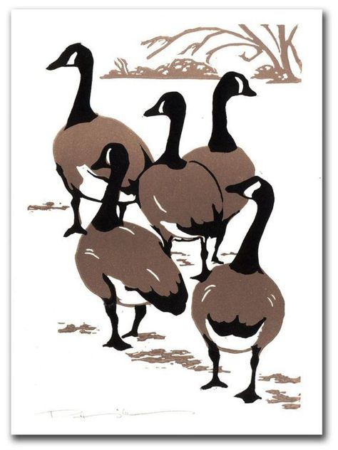 Canada Geese Art, Contemporary Printmaking, Canada Geese, Linocut Printmaking, Organic Art, Relief Printing, Linocut Art, Printmaking Art, Bird Artwork