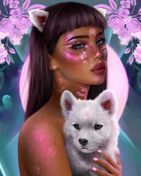 Dog, Chinese Zodiac Tati Moons, Dog Chinese Zodiac, Medieval Aesthetic, Drawing Programs, Astrology Art, Zodiac Stuff, Makijaż Smokey Eye, Digital Portrait Art, Zodiac Art