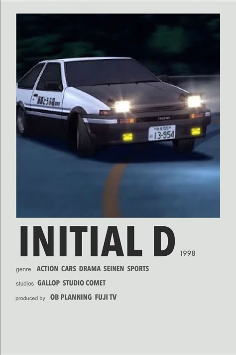 Initial D minimal anime poster Initial D Poster Anime, Initial D Movie, Initial D Poster, Anime Postcard, Initial D Anime, Anime Polaroid, Takumi Fujiwara, Anime Recs, Anime Prints