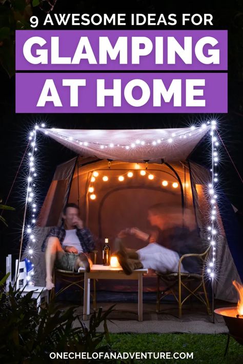 Glamping at Home - 9 Awesome Ideas to Glamp in Your Own Backyard Backyard Glamping Ideas, Glamping Diy, Outdoor Projector Screen, Glamping Ideas, Outdoor Movie Screen, Outdoor Projector, Capture The Flag, Small Bars, Tiki Torches