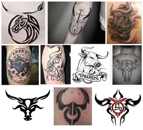 Taurus tattoo designs are commonly depicted by the bull. Bull Tattoos are the inspiration for many people born under the influence of this zodiac sign. Taurus Tattoo Designs, Taurus Symbol Tattoo, Tattoo Taurus, Taurus Bull Tattoos, Taurus Constellation Tattoo, Virgo Constellation Tattoo, Taurus Tattoo, Glyph Tattoo, Horoscope Tattoos