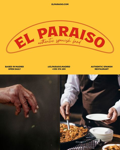 Introducing El Paraíso, El Paraíso is a Spanish restaurant that offers a diverse menu of classic dishes made from fresh, high-quality ingredients From tapas and paellas to seafood and desserts, They aim to deliver an authentic Spanish dining experience. #dbelparaíso #designerbriefs #graphicdesignchallenge #logo #brandingchallenge #branding_design #brandbrainy #brandreveal #font #welovebranding #logodaily #branding #brandinginspiration #brandingagency #brandingstudio #brandingstrategy #restau... Spanish Branding, Spanish Restaurant, Sporting Club, Food Branding, Brand Color Palette, Restaurant Branding, Spanish Food, Classic Dishes, Branding Agency