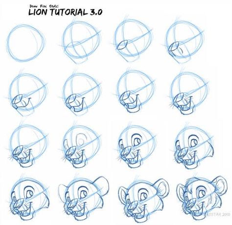 Lion Tutorial, Disney Style Drawing, Disney Art Style, Lion King Drawings, Body Tutorial, Lion Drawing, Il Re Leone, Cat Body, Lion King Art