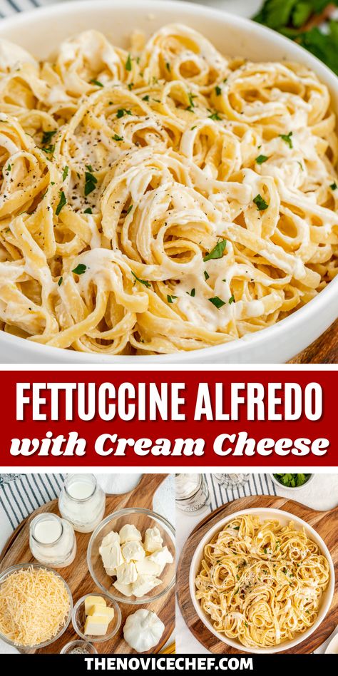 Alfredo Recipe With Cream Cheese, Alfredo With Cream Cheese, Alfredo Sauce With Cream Cheese, The Best Alfredo Sauce, Sauce With Cream Cheese, Fettucini Alfredo Recipe, Best Alfredo Sauce, Easy Fettuccine, Best Alfredo