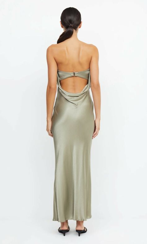 Bias-cut maxi dress. Low cowl back fastened with a back clip. Finished with a rolled hem. FABRIC: 100% viscose. Some light pulls throughout (priced accordingly). Cowl Back Dress, Bias Dress, Moon Dance, Dress Sage, Bec And Bridge, Bec Bridge, Venus Dresses, Prom Dress Styles, Bridesmaid Dresses Prom