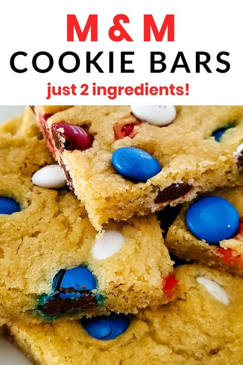 It doesn't get any easier than these M&M cookie bars! Not only are they fun to make, but they only need two ingredients. And they're always a hit when we bring them to potlucks and parties. Easy Bake Sale Recipes, Easy Bake Sale Treats, Quick Sugar Cookies, M M Cookie Bars, Sugar Cookie Bar Recipe, Bake Sale Treats, Quick Cookies, Bake Sale Recipes, Sugar Cookie Bars