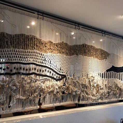 Macrame Installation, Starbucks Reserve, Macrame Wall Decor, At Starbucks, Large Macrame, Coffee Branding, Furniture Art, Local Design, Coffee Colour