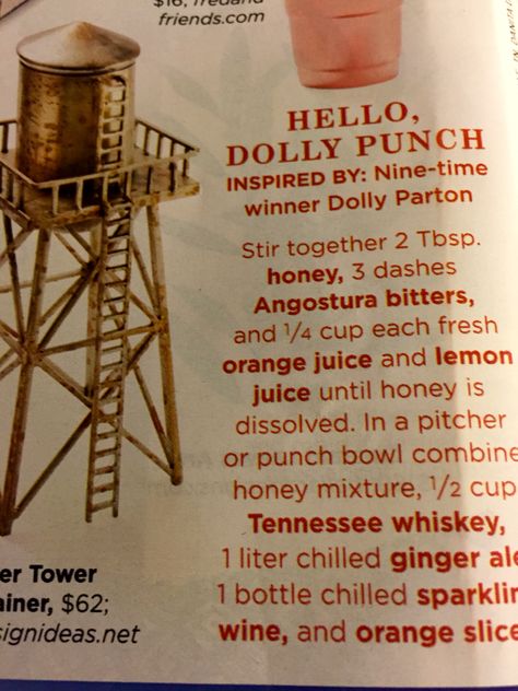 Dolly Parton Cocktail, Nashville Birthday, Boot Bling, Tennessee Whiskey, Angostura Bitters, Hello Dolly, Dolly Parton, Appetizers For Party, Punch Bowl