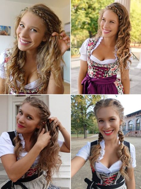 German Hairstyle Oktoberfest, Play Hairstyles, German Hairstyle, Oktoberfest Hair, Dirndl Hairstyles, Oktoberfest Woman, Oktoberfest Outfit, Medium Long Hair, Favorite Hairstyles