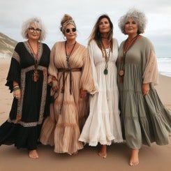 Bohemian Winter Outfits Boho Chic, Hegab Dresses, Boho Clothes For Older Women, Plus Size Boho Fashion, Advanced Style Boho, Boho Plus Size Outfits, Curvy Boho, Boho Fashion Over 40, Boho Winter Outfits