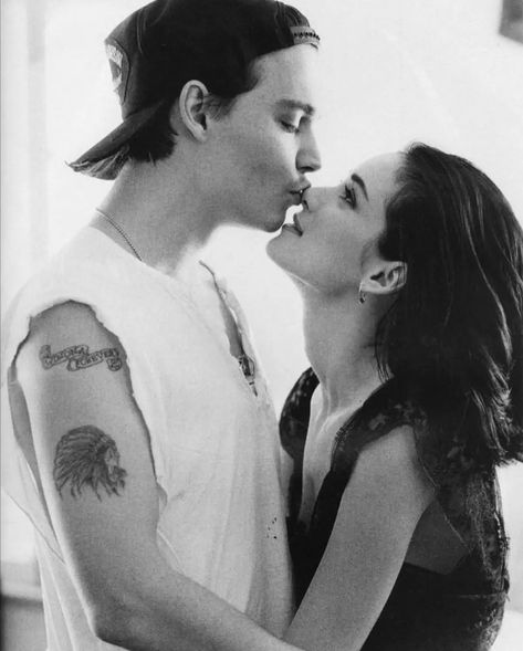 Vintage Daily on Instagram: ““When I met Winona and we fell in love, it was absolutely like nothing before. We hung out the whole day… and night, and we’ve been hanging…” Depp And Winona Ryder, Johnny Depp And Winona Ryder, Johnny Depp Tattoos, Johnny And Winona, Johnny Depp And Winona, جوني ديب, Winona Forever, Herb Ritts, Johnny D