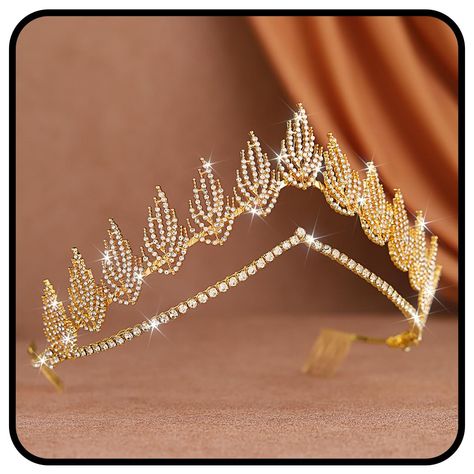 Goddess Headpieces, Gold Tiara Wedding, Egyptian Crown, Gold Bridal Tiara, Sun Crown, Autumn Court, Gold Leaf Crown, Crowns And Tiaras, Gold Bridal Crowns