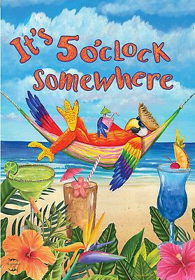 IT'S 5 O'CLOCK Somewhere Flag 3X5 Feet Cocktail Hour Bar Restaurant New F366 - $6.99 | PicClick 5 Oclock, Summer Garden Flags, 5 O Clock Somewhere, Beach Humor, Funny Parrots, 5 O Clock, Outside Decorations, Parrot Bird, Flag Stand