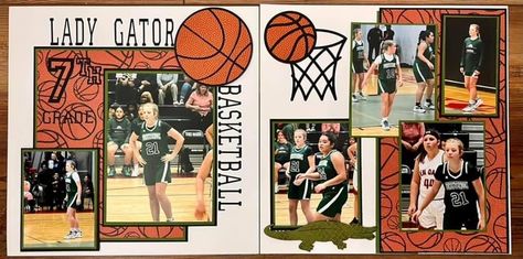 Sports Scrapbook Pages, Basketball Scrapbook Ideas, Basketball Scrapbook Layouts, Basketball Scrapbook, Basketball Books, Mvp Basketball, Scrapbooking Sports, Diy Mini Album, Scrapbook Pictures