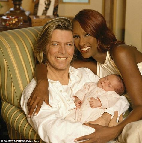 The late David Bowie and his beautiful family. Iman Bowie, Supermodel Iman, Iman And David Bowie, Duncan Jones, Major Tom, Interracial Couples, Music Legends, Celebrity Couples, David Bowie