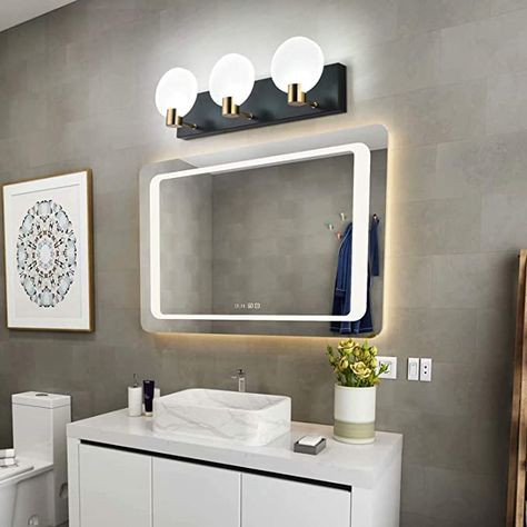 Bathroom Lighting Fixtures Over Mirror for Bathroom Led Modern Black Acrylic 4 Light Wall Lights Lamp - - Amazon.com Lights In Bathroom Over Mirror, Brushed Nickel Vanity Lights Bathroom, Bathroom Mirror With Sconces, Light Up Bathroom Mirror, 2 Light Bathroom Vanity Light, Bathroom Light Fixtures Ceiling, Modern Simple Bedroom, Vanity Mirror Lights, Bathroom Vanity Light Fixtures