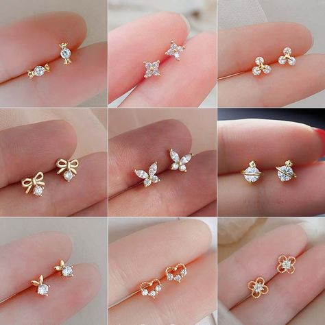 Smarter Shopping, Better Living! Aliexpress.com Small Earrings Gold, Ear Piercing Jewelry, Ear Piercings Tragus, Teen Jewelry, Simple Stud Earrings, Mini Earrings, Butterfly Earrings Stud, Star Earrings Stud, Stud Jewelry