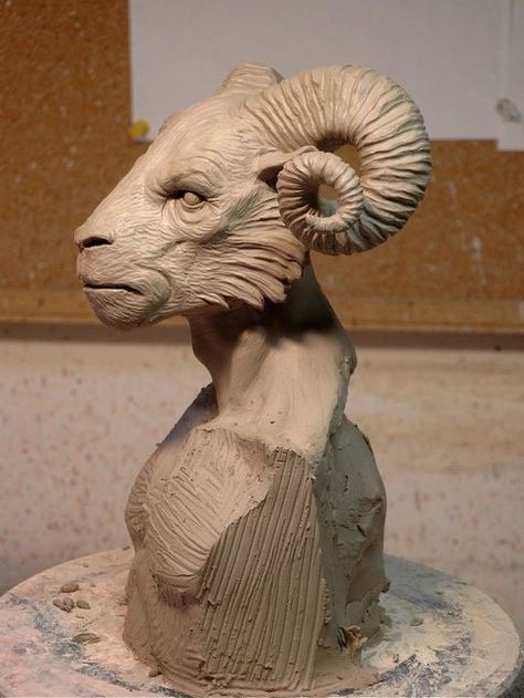 Ram Man, Ram Tattoo, Traditional Sculptures, Sculptures Céramiques, Ceramic Animals, Sculpting Clay, Figurative Sculpture, Sculpture Clay, Clay Sculpture