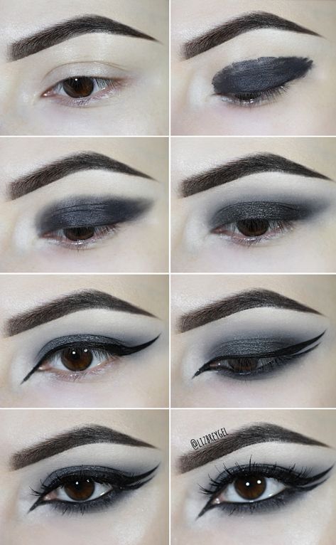 Captivating Goth Smoky Eye with Double Eyeliner | Step-by-Step Makeup Tutorial Makeup Rules, Gothic Eye Makeup, Smokey Eyes Tutorial, Goth Make Up, Double Eyeliner, Goth Makeup Tutorial, Goth Eye Makeup, Dark Eye Makeup, Cute Eyeshadow Looks