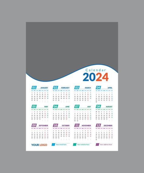 Calendar 2023, calendar 2024 week start Monday corporate set design template vector file. Calendars Design Ideas, 2024 Calender Design, Calendar Design 2024, 2024 Calendar Design, Calender 2024 Designs, School Wall Art Ideas, Wall Calender, Grey Wallpaper Iphone, Calendar Design Template