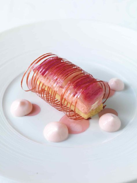 dessert à la rhubarbe ~gorgeous! I do believe I love pink more than is acceptable for someone my age... Rhubarb Yogurt, Rhubarb Dessert, The Ritz London, Rhubarb Desserts, Dessert Aux Fruits, Dessert Plating, Molecular Gastronomy, Beautiful Desserts, Fancy Desserts