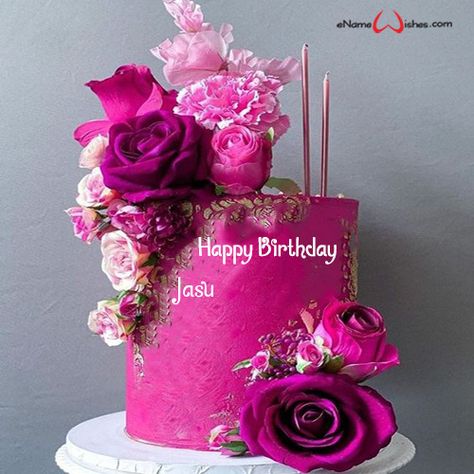 Happy Birthday Rose Cake Images with Name - Best Wishes Birthday Wishes With Name Fancy Treats, Birthday Cake Write Name, Women Summer Tops, Cake Structure, Birthday Cake Writing, Happy Birthday Rose, Tops Stylish, Beautiful Cake Designs, Elegant Birthday Cakes