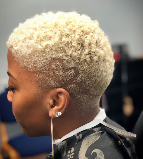 Blonde Tapered Haircut Black Women, Taper Fade Haircut Women Black Design, Short Natural Haircuts, Short Hair Designs, Short Shaved Hairstyles, Shaved Hair Designs, Tapered Hair, Tapered Natural Hair, Tapered Haircut