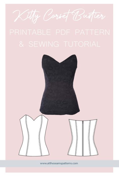 Corset Dress Pattern Free, Free Corset Pattern Pdf, Easy Bustier Pattern, Free Corset Pattern, Cut Shirt Designs, Maxi Skirt Tutorial, Bustier Pattern, Corset Sewing, Free Printable Sewing Patterns