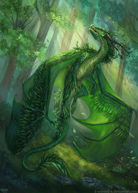 Dnd Druid, Mythical Dragons, Dragon Artwork Fantasy, Dungeons And Dragons Classes, Dnd Dragons, Mythical Animal, Beautiful Dragon, Fantasy Forest, Forest Creatures