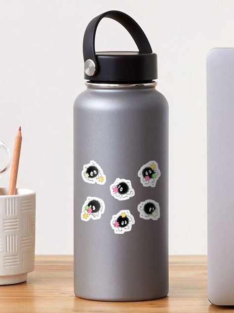 "Cute Soot Spirits" Sticker by MLolotte Skull Sticker, Plastic Stickers, Personalized Water Bottles, Skull Design, Pastel Rainbow, Rainbow Colors, Sticker Design, Sell Your Art, Color Schemes